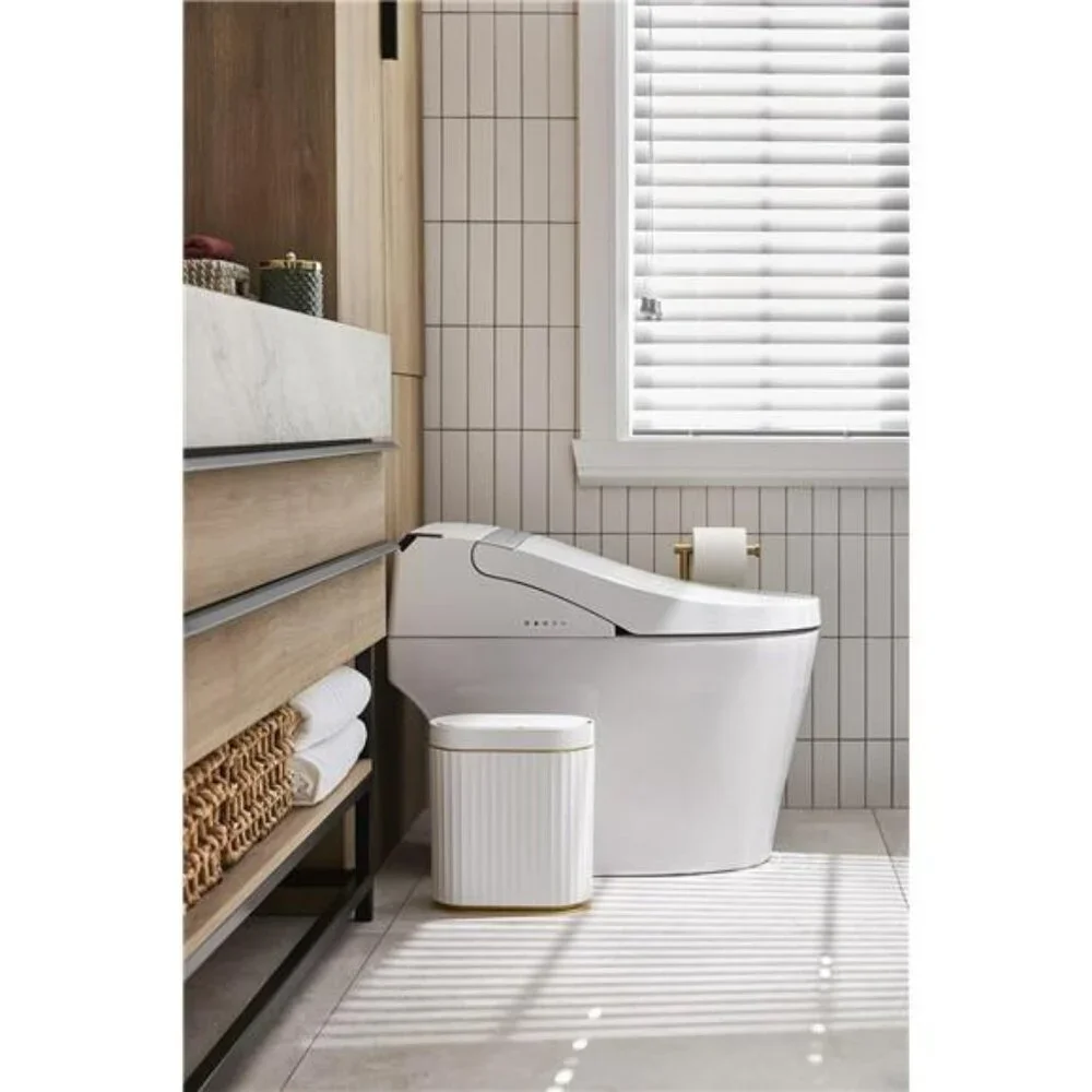 Motion Sensor Trash Can 2 Gallon White Gold Slim Bathroom Kitchen Office Bin